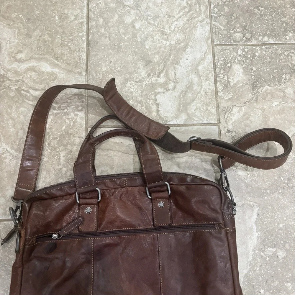 Jack Georges Voyager Buffalo Leather Briefcase #7317, Hand-stained, Cross-body